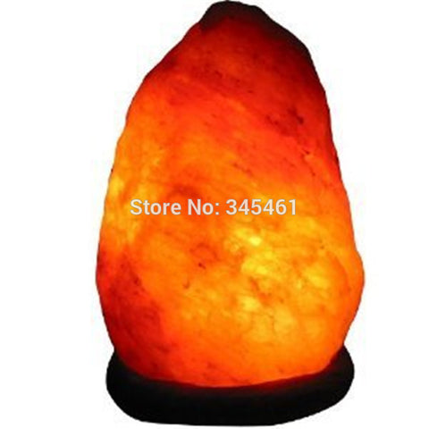 100% New Himalayan Salt Lamp with Neem Wood Base+Plug+Switch+LED Lamp for Air Purification Therapy Natural Mineral Rock Light