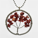 Life of Tree Chains Necklaces Colorful Chakra Stone Beads Natural Citrine Amethyst Agate Pendant Necklace