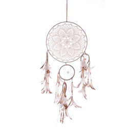 Lace Dream Catcher Circle Five-rings Feather Flowers Dreamcatcher Net Hanging Home Wall Car Decor Ornaments Craft