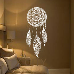 Dream Catcher Art Feather Vinyl Sticker Boho Dreamcatcher Wall Decals for Bedroom Nursery Bohemian American Indian Amulet