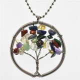 Life of Tree Chains Necklaces Colorful Chakra Stone Beads Natural Citrine Amethyst Agate Pendant Necklace