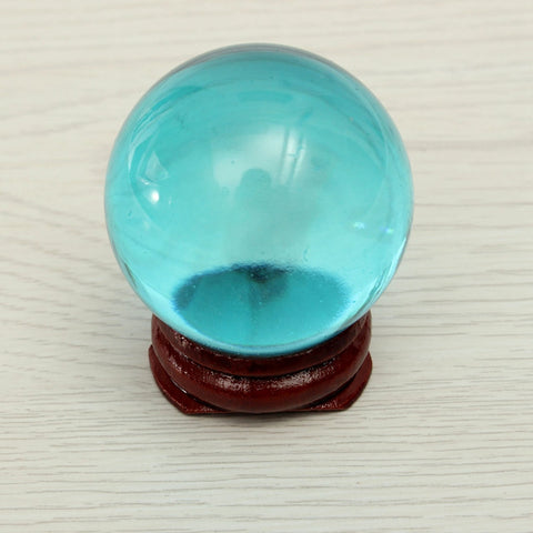 40mm Asian Rare Natural Magic Blue Quartz Crystal Healing Ball Sphere Stand Feng Shui Home Decoration Craft Figurines