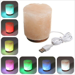 Himalayan USB Salt Lamp Cylindrical Natural Electrical Crystal Rock Air Purifier Ionized Desk Table Lamp Night Light Decorations