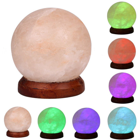 Himalayan Salt Lamp 3W USB LED Night Light Table Desk Lamp Crystal Rock Carved Sphere 7 Color Changing Lights Decorations 220V
