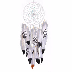 Fashion  Indiana Dream Catcher Net With Feather Circular White Dreamcatcher Wall Hanging Decoration