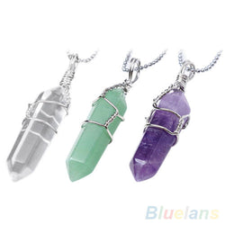 Natural Crystal Quartz Healing Point Chakra Bead Stone Pendant For Necklace