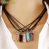 Multi Color Quartz Chakra Necklaces Pendant Necklace Chain Crystal Necklace Women Jewelry Accessories