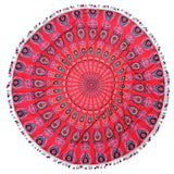 Rainbow Tassel Peacock Series Mandalas tablecloth Totem Lotus Wall Hanging Sandy Beach Towels Blanket Camping Mattress