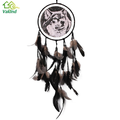 Indian Style Dreamcatcher Black Feathers Wolf Dream Catcher Feather Bead