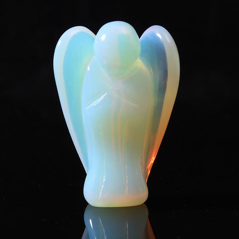 Beautiful Angel Shape Opalite Crystal Stone Healing Reiki Energy Gemstone Pendant Figurine Gift For Home Decoration Crafts Gift