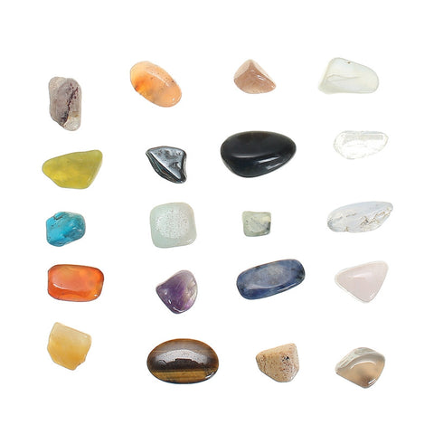 20pcs/Box Irregular Crystal Gemstone Reiki Polished Healing Chakra Stone Collection Set For Teaching Aquarium Crafts