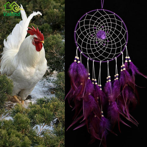 Purple Handmade Dreamcatcher Rose Dream Catcher Feather Bead Hanging Decoration Ornament