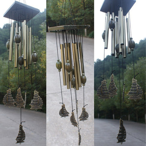 12 Tube Fengshui Sailboat Windchime Bell Outdoor Living Wind Chimes Hanging Gift For Home Decor