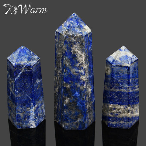 Lapis Lazuli Quartz Crystal Single Point Wand Healing Stone Crystal DIY Crafts Ornaments- 5-7pcs 230g
