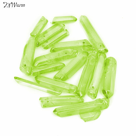 50g Natural Clear Titanium Coating Green Quartz Crystal Point Wand Healing Stones For Home Gift Craft Ornament Decor
