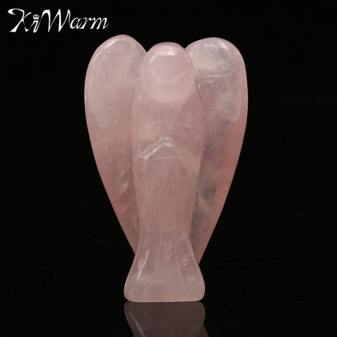 Elegant Natural Rose Quartz Angel Shape Crystal Healing Reiki Stone Pendant Mascot Figurine For Home Desk Decoration Gift