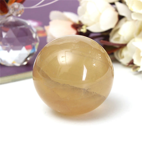 40mm Luck Natural Citrine Quartz Crystal Sphere Ball Stone Healing Gemstone for Home Office Decoration Crafts Gift