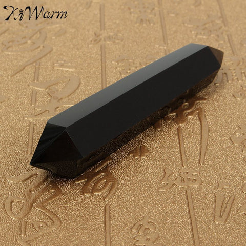 Natural Obsidian Quartz Crystal Stones Double Terminated Wand Healing Gemstone Crafts Ornaments Gift 90-120mm