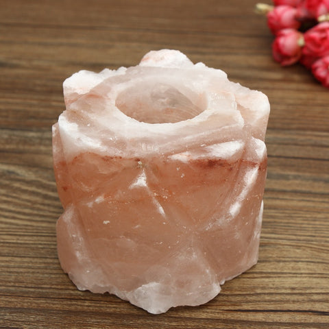 Himalayan Natural Crystal Rock Salt Lamp Candle Holder Container Night Tea Light Air Purifier For Home Decor Ornament