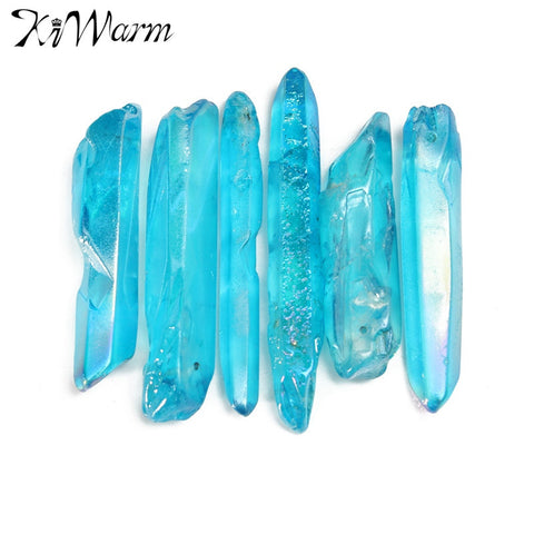 Blue Quartz Crystal Point Degaussing Healing Crystal Pendant DIY Crafts Making Ornaments Home Decor Gifts