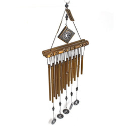 20 Pieces Metal Tube Double Row Wind Chime Wooden Top Coin Decoration Windchime