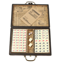Portable Retro Mahjong Box Rare Chinese 144 Mah-Jong Set Bamboo Piece With Box For Board Game Player