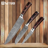 XITUO Kitchen Knives Damascus Veins Stainless Steel Knives Color Wood Handle Paring Utility Santoku Slicing Chef Cooking Knife