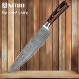 XITUO Kitchen Knives Damascus Veins Stainless Steel Knives Color Wood Handle Paring Utility Santoku Slicing Chef Cooking Knife