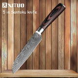 XITUO Kitchen Knives Damascus Veins Stainless Steel Knives Color Wood Handle Paring Utility Santoku Slicing Chef Cooking Knife
