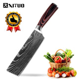 XITUO 8" Professional Chef Kitchen Knife Razor Sharp Stainless Steel Slice Cleaver Laser Damascus Pattern Vegetable Santoku Tool