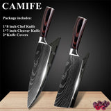 Stainless Steel Kitchen Knives Imitation Damascus Pattern Chef Knife Sharp Santoku Nakiri Cleaver Slicing Utility Knives Tool